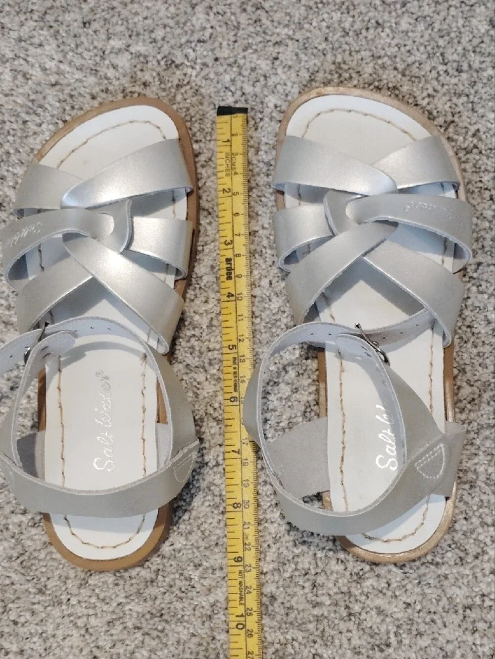 Salt Water Sandals by Hoy Silver Girls Strappy Leather Sandals
